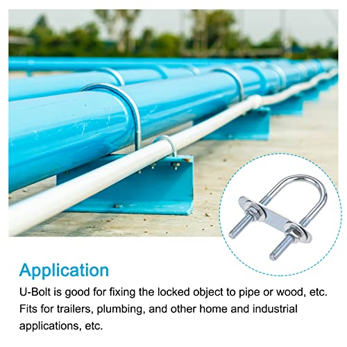 Image of METALLIXITY U Bolts 4 Sets (M6x34x75mm), Round U Bolt Steel with Accessories - for Construction, Pipe