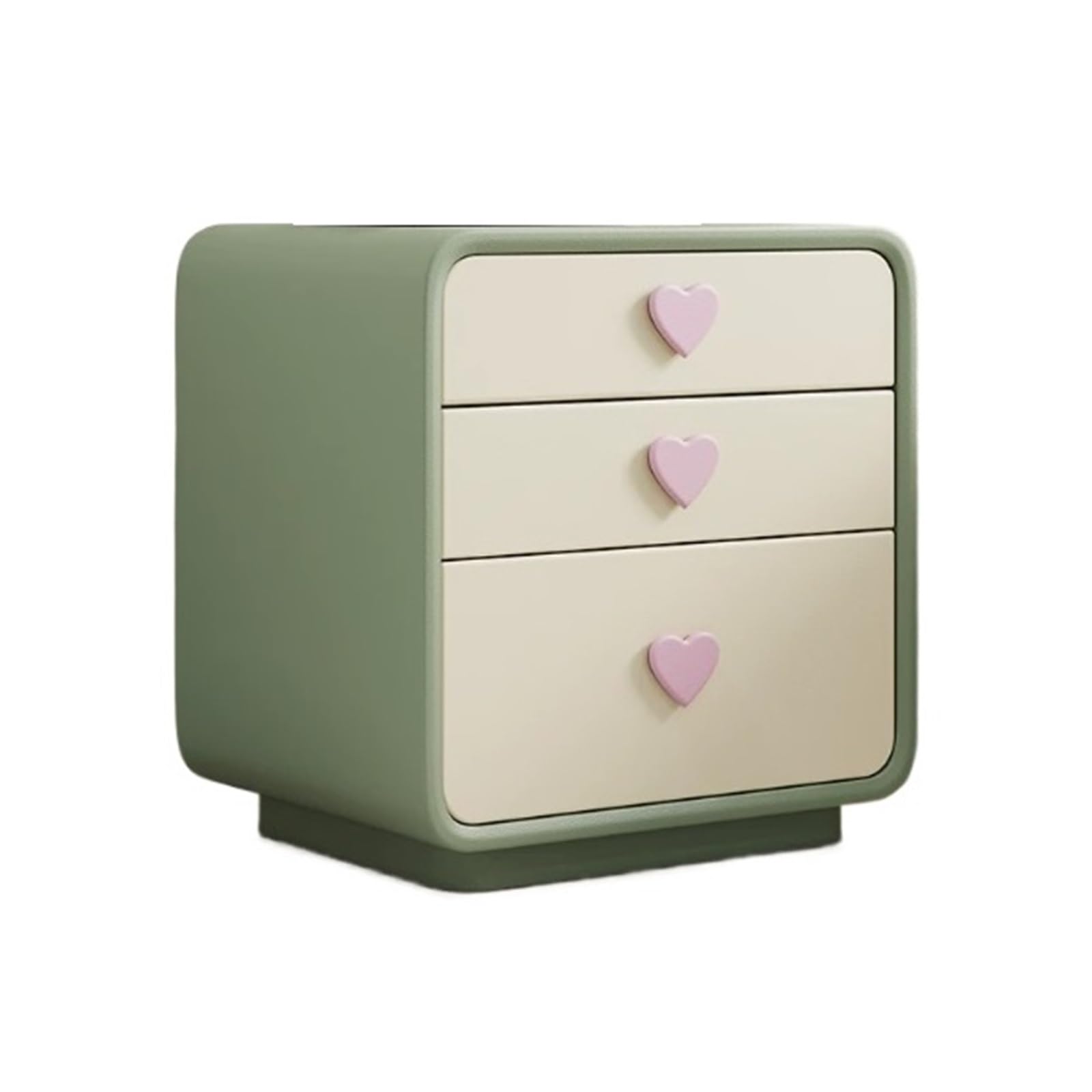 HLHLOP777 Nightstand Small nightstand with three drawers and heart shaped handles Bedroom Furniture(Green,Small)