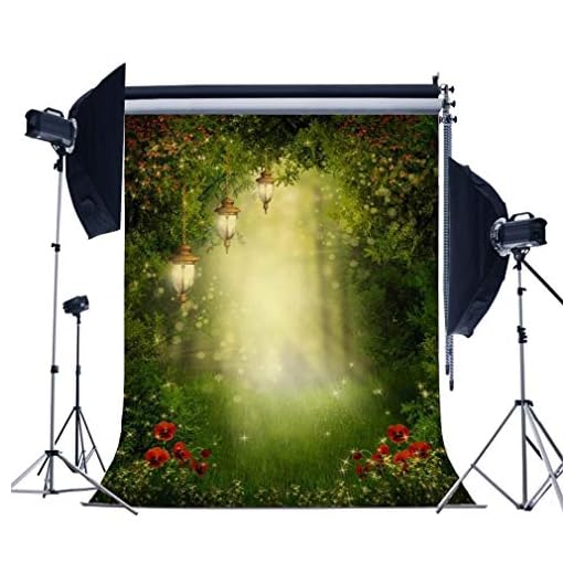 Laeacco 5x7ft Wonderful Mysterious Garden Sunshine Scene Background Summer Enchant Forest Elf Princess Birthday Girl Portraits Vinyl Photography Backdrop Moon and Green Grass Photo Studio Prop