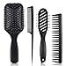 4Pcs Paddle Hair Brush, Detangling Brush and Hair Comb Set for Men and Women, Great On Wet or Dry Hair, No More Tangle Hairbrush for Long Thick Thin Curly Natural Hair (Black)
