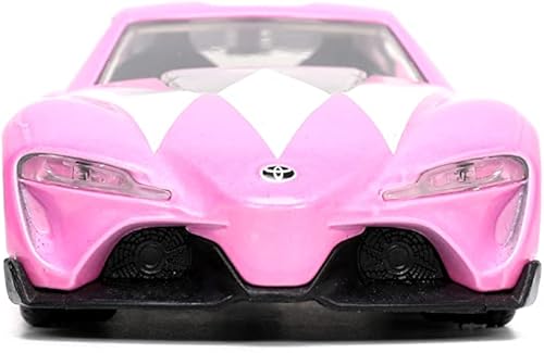 Miniatura 2 de Mighty Morphin Power Rangers 1:32 Toyota FT-1 Concept - Auto fundido a presión con figura de Ranger rosa de 1.65 pulgadas, juguetes para niños y