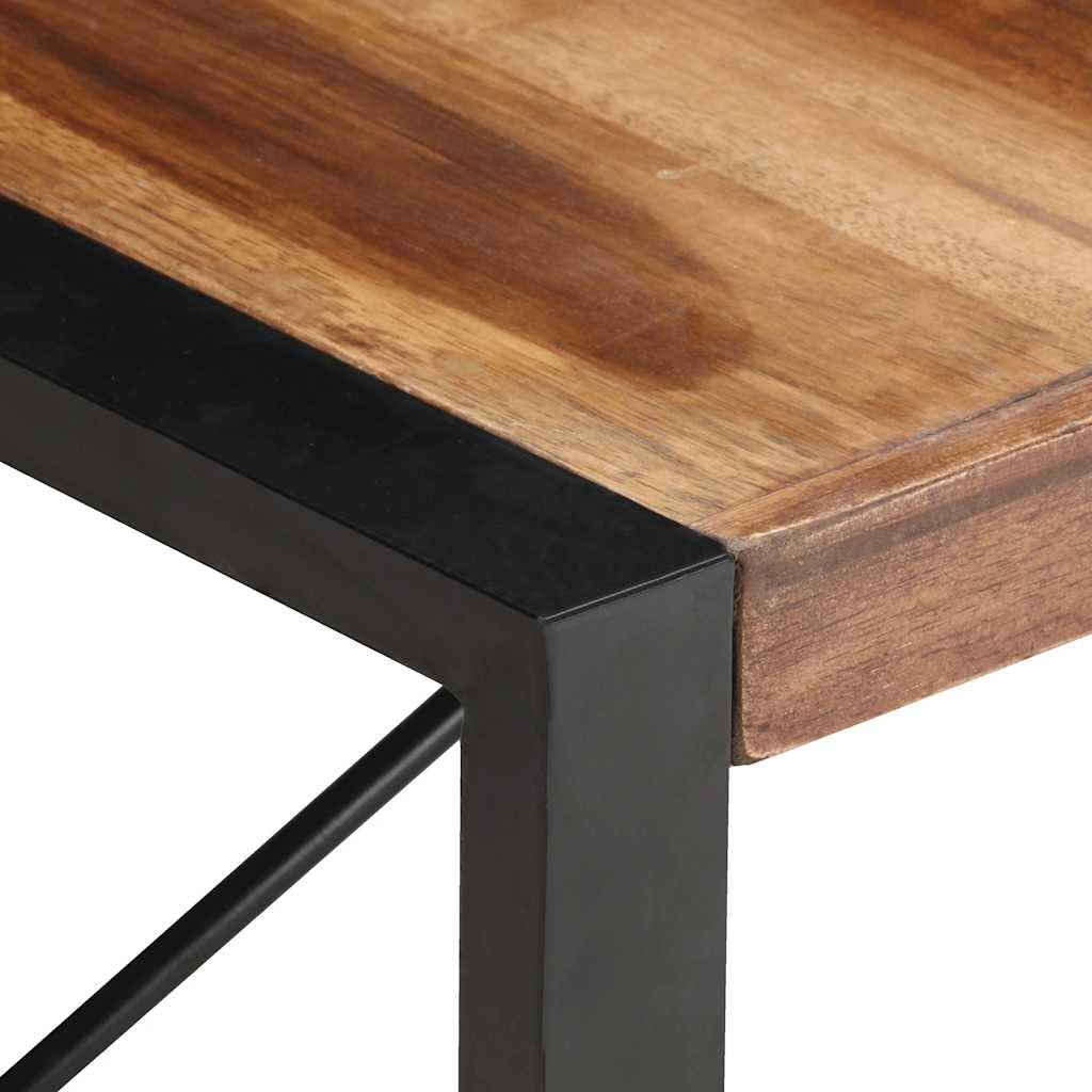 Mesa de centro industrial de 140 x 70 x 40 cm de madera maciza de acacia y madera de caucho, patas de acero con recubrimiento en polvo para mayor estabilidad, grano de madera natural, pieza