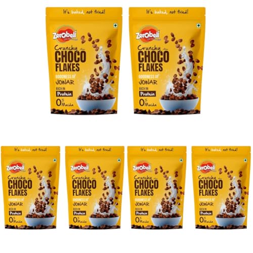Image of Zerobeli No Maida Choco Flakes 460g (Pack of 6)- Made with Jowar, Whole Wheat and Real Chocolate | Delicious and Chocolaty Chocos Flakes