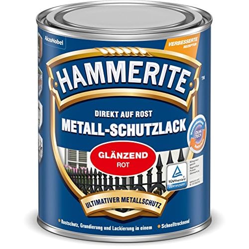 AKZO NOBEL (DIY HAMMERITE) 5087583 Metallschutzlack Hammerite Metall-Schutzlack glänzend 0,250 L, rot, 250 ml (1er Pack)