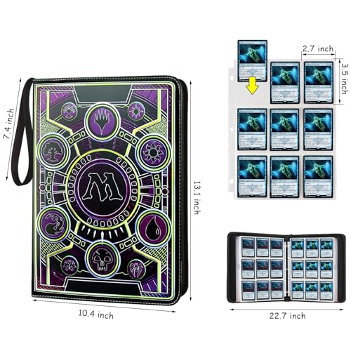 Image of 9 Pocket Card Binder,Trading Card Binder Premium 720 Double PU Card Collection Binder with Sleeves,Card Folder for MTG, TCG, Sports Cards, (Purple)