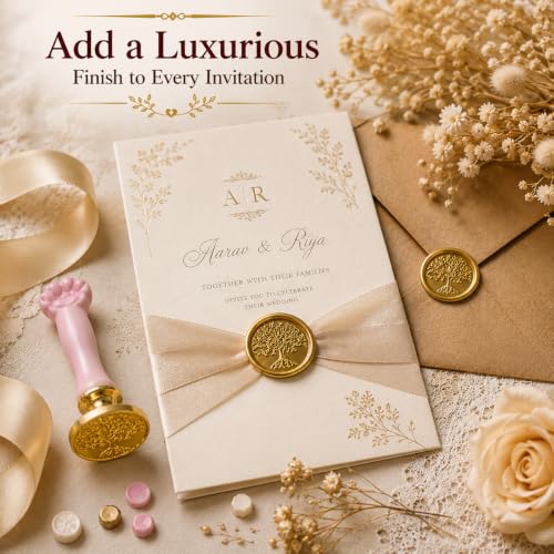 Image of Curated Cart 1 Wax Seal Stamp Kit Decorating Gift Cards Wedding Invitations Envelopes Letters Sealing (Tree of Life Wax Stamp)