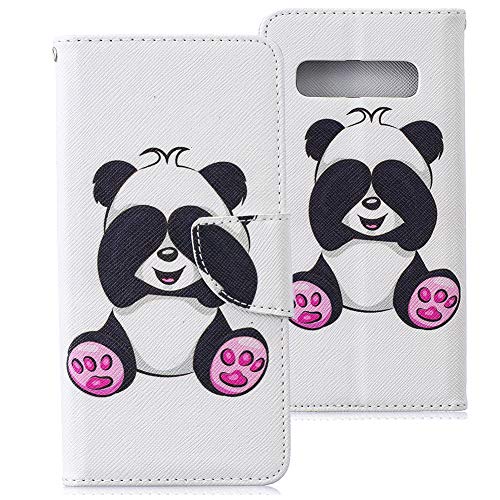 WIWJ Funda para Samsung Galaxy S10, funda de piel, funda con tapa, soporte de pintura, compatible con Samsung Galaxy S10 Panda parpadeante.
