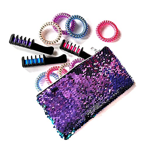Ugibugi Hair Accessories for Girls, Gift Box Set For Girls, Mermaid Reversible Sequin Stationary Small Makeup Organizer