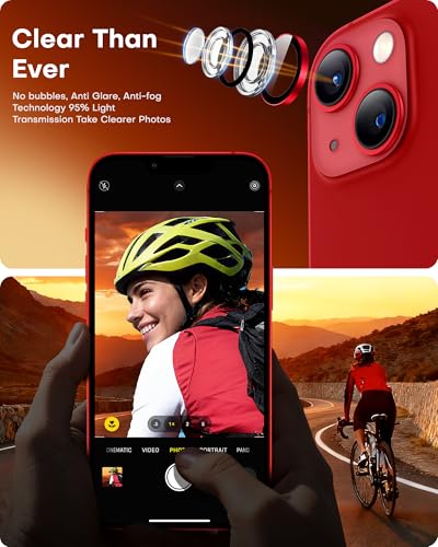 Image of TOCOL Camera Lens Protector for iPhone 13 / iPhone 13 Mini Tempered Glass HD Individual Scratch Resistant Camera Cover Accessories Case Friendly 2 Pack(Red)