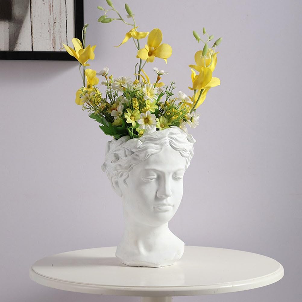 DECHOUS Sculpture Planter, 8.26 Inch Vase for Flowers Plants, White Goddess Planter Decorative Statue Flower for Home, Office, Garden Decor