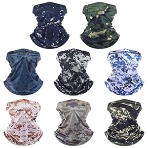 SATINIOR 8 Pieces Summer Neck Gaiter Scarf Bandanas for Men Balaclava Cooling Breathable Face Cover Scarf