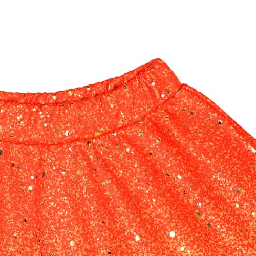 Image of Girls Sparkly 2 Pieces Outfit Kids Crop Top and Skirt Set Music Party Costume Birthday Gift