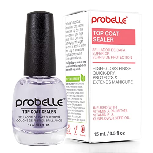 AZUREBEAUTY Top Coat Nail Polish Clear, Quick Dry, Long Lasting, Glossy Shine, Air Dry Formula, Smooth Finish, Natural Nail Lacquer for Manicure & Nail Art, Salon-Quality