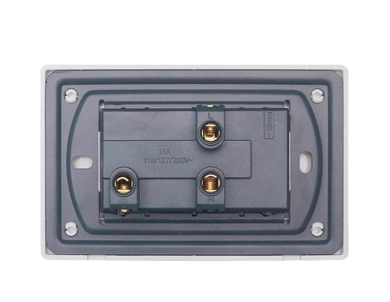 Multi-Purpose Socket, 15A US Universal Power Jack,AC 110-250V, 120mm x 74mm White Panel, Double Jack Power Wall Outlet
