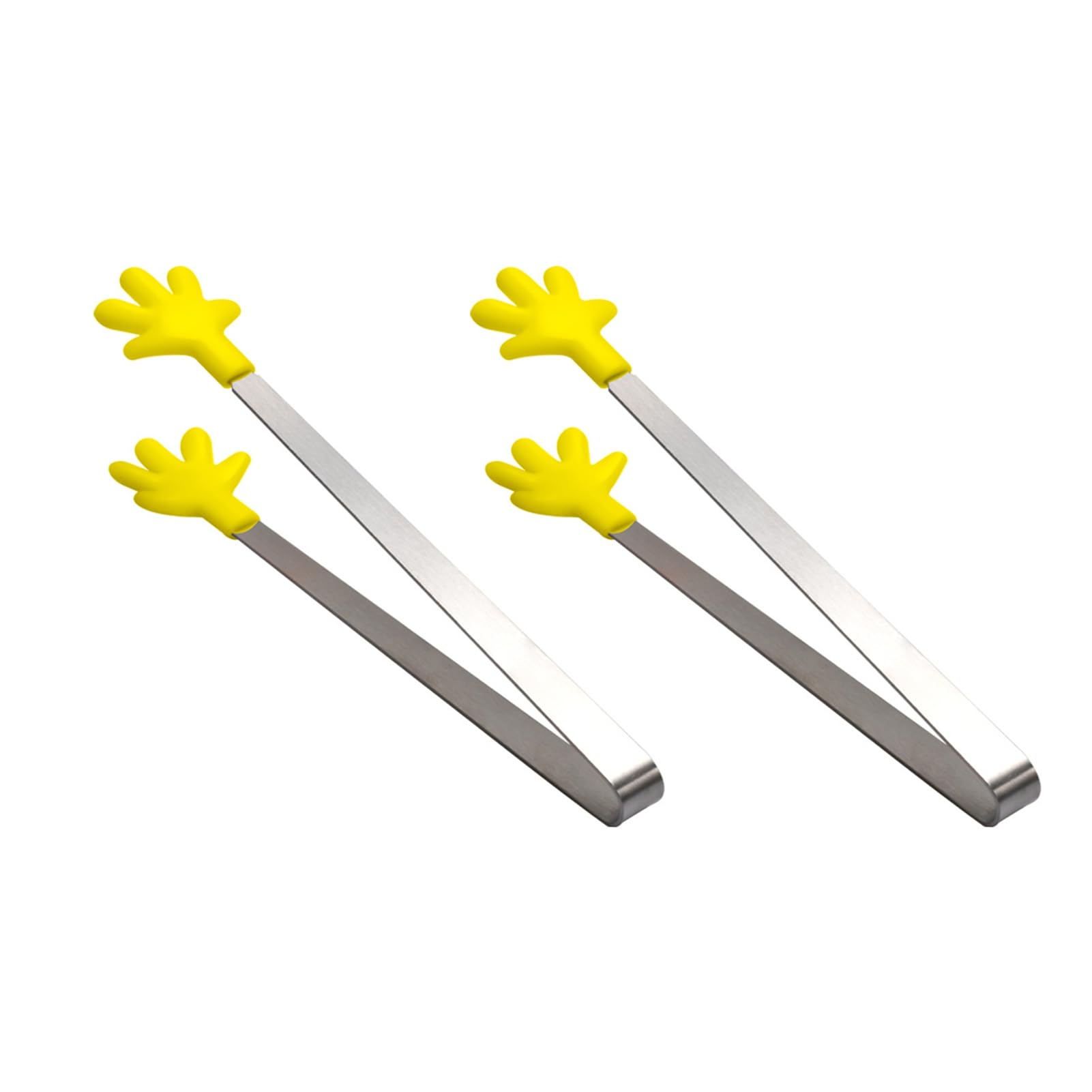 2Pcs Mini Silicone Ice Cube Clip, Heart Glove Hand Shape Food Serving Tongs, Food Grade Stainless Steel Kitchen Tongs