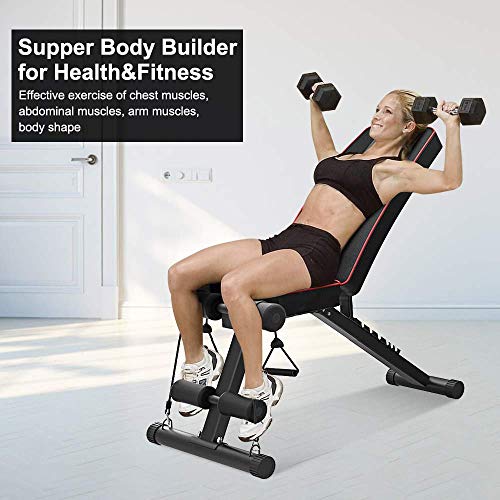 Bigzzia Adjustable Olympic Weight Bench - 7 Positions, 330 lbs Capacity, Folding Flat/Incline/Decline FID Bench, Perfect for Full Body Workout and Home Gym (Black)