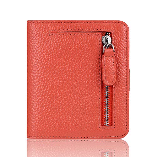 FUNTOR Small Wallets for Women, Ladies Small Compact Bifold Pocket RFID Blocking Genuine Leather Wallet for Women