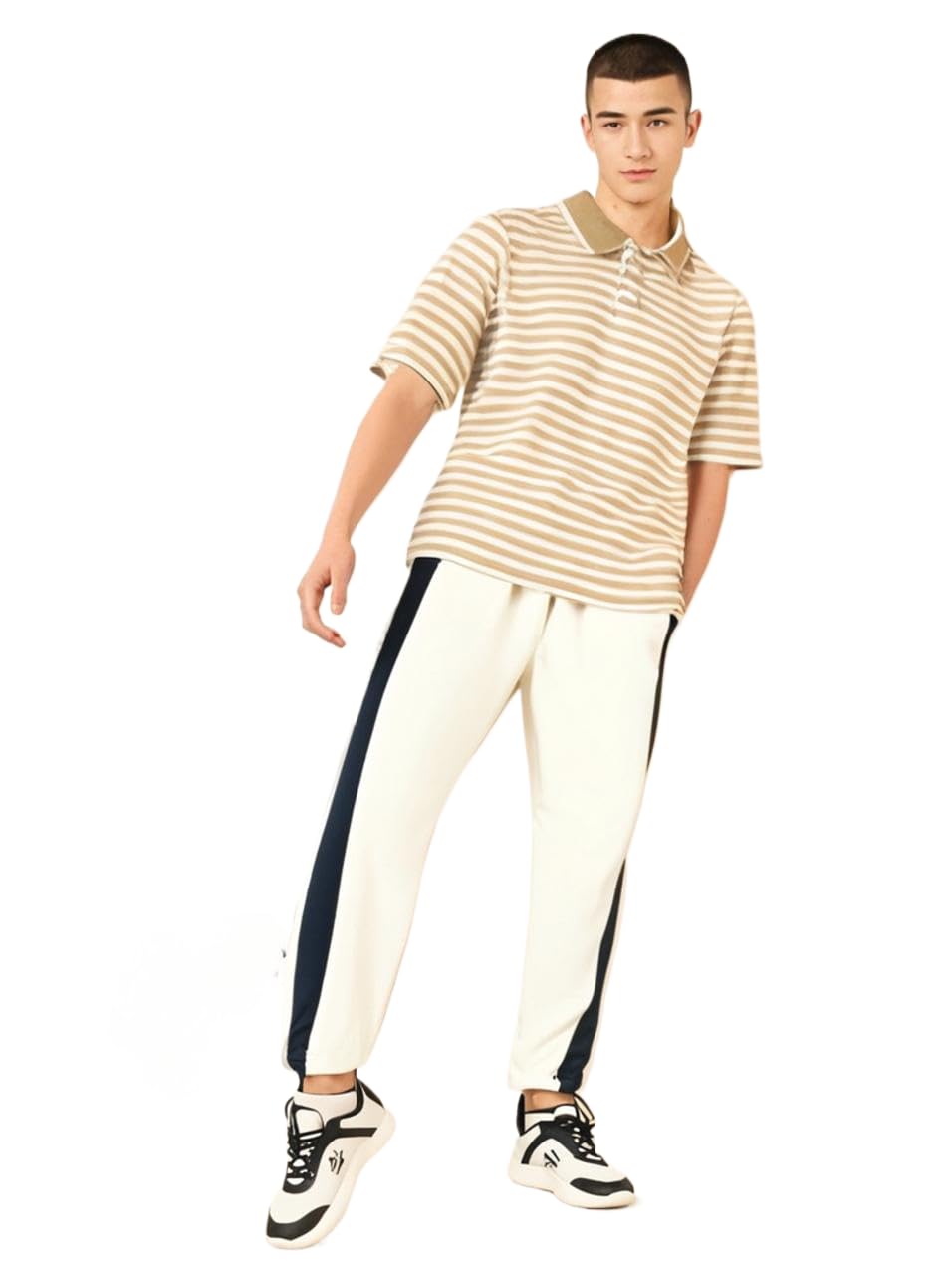 mack jonney Men Striped Cotton Rich Tracksuit| Collar Tshirts|Color block Trackpant|Half Sleeves|Regular Fit-M3577-picture-32
