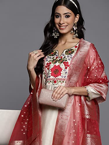 Image of INDO ERA Women's Viscose Embroidered Straight Kurta with Kurta with Pant & Dupatta Set (KH9OW4711)