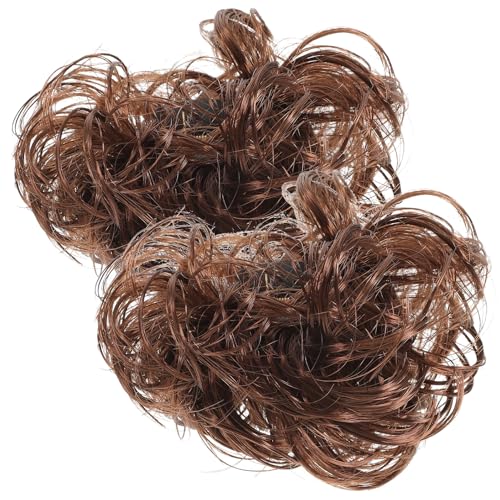 Healifty 2 piezas Moños Postizos para Mujer de Extensiones de Pelo Rizado y Ondulado Pinza Grande para Recogidos Desordenados Accesorios para Cabello Tono Marrón