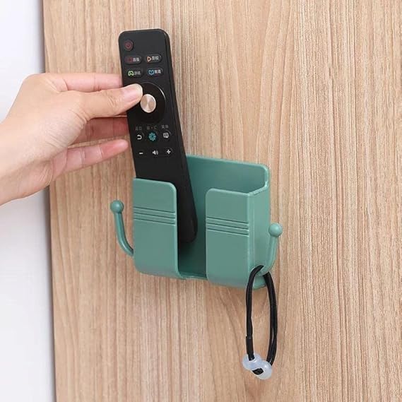 Image of Pack of 4 Wall Mount Self-Adhesive Wall Storage Mobile Holder | Mobile Phone Charging Bracket | Multipurpose Organizer Wall Mount Holder for Remotes,Phone (Black)