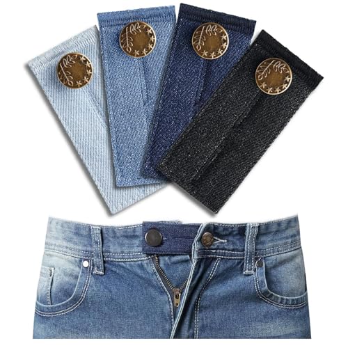 Jeans Waist Extender,4 PCS Denim Waistband Extender Button Extender for Trousers Maternity Pants Extender Adjustable Waistband Extender Button Extender for Pants Jeans Trousers and Skirt