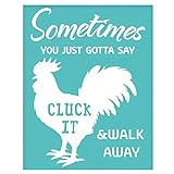 Creative Cock Walk Away Reusable Silk Screen Stencils Printing Stencil Self Adhesive Silk Screen Mesh Transfers Stencils for Chalk Paste Wood,Fabric,Home Decor,Art Crafts T-Shirt