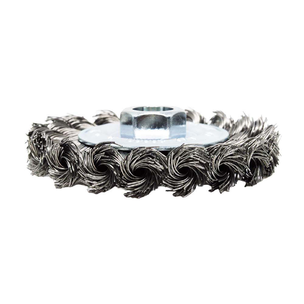 Benchmark Abrasives 4" Standard Twist Knot Abrasive Wire Wheel for Angle Grinder with 5/8"-11 Thread, Cleaning Narrow Holes, Drill, Deburring Grinding Wheels - Wire Wheel Attachment - Carbon Steel