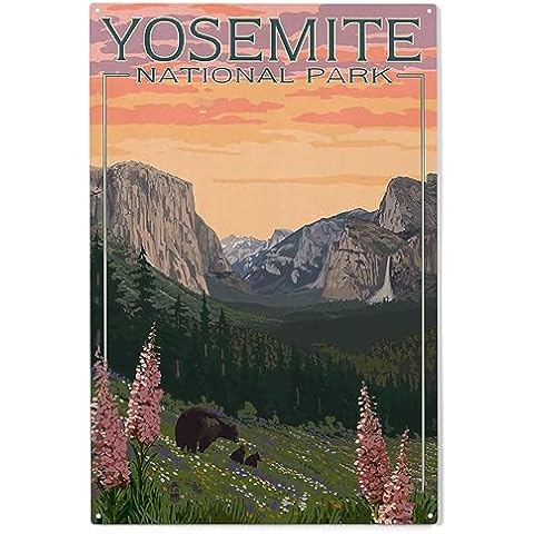 Lantern Press Yosemite Bear Wood Sign Cover