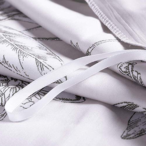 MILDLY Bedding Floral Duvet Cover Sets Twin Size, 100% Egyptian Cotton Duvet Cover with Zipper Closure and one Pillow sham, Botanical Floral Flowers Pattern Printed, Nax