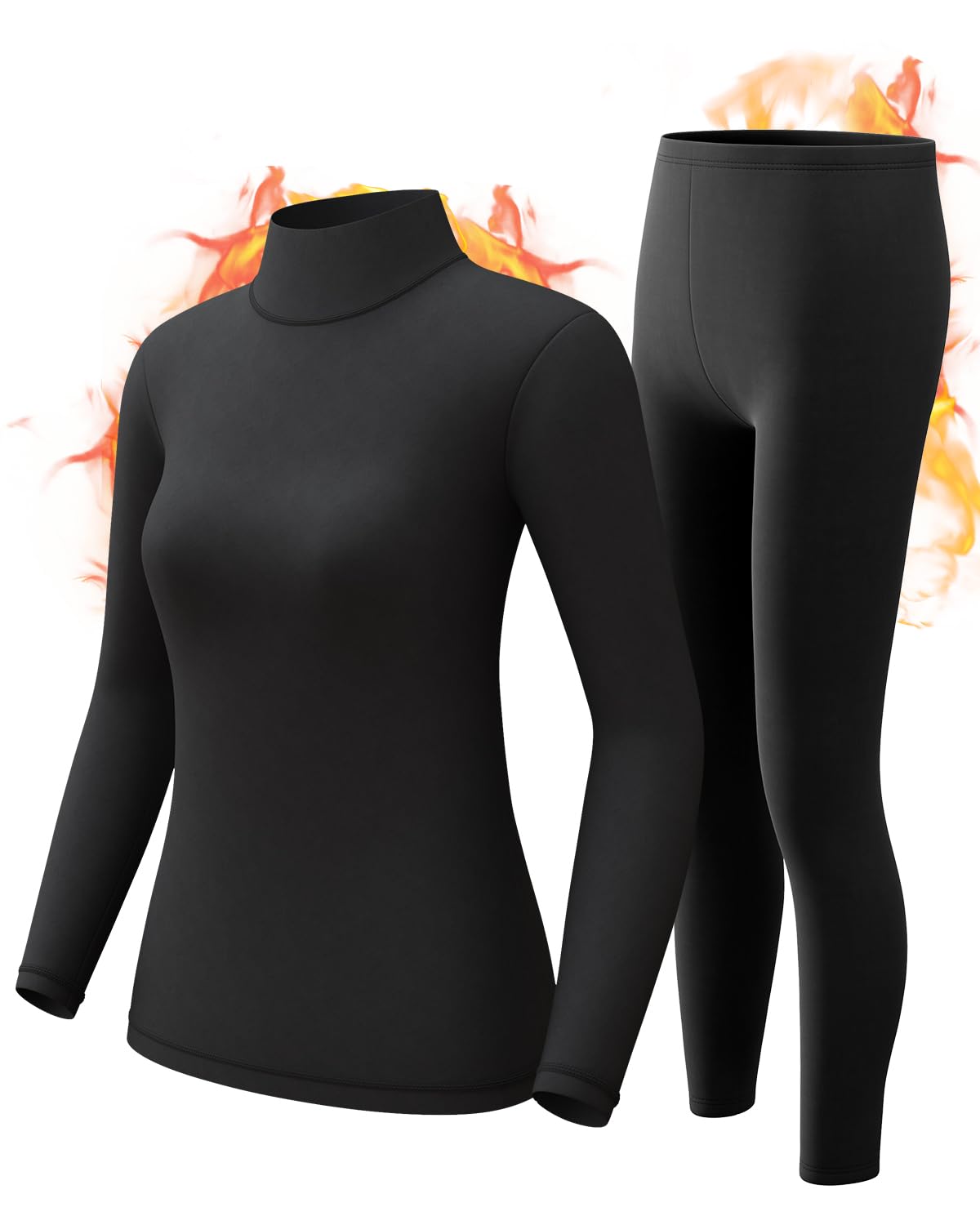 CL convallaria Long Johns - Ropa interior térmica para mujer, forro polar, capa base superior e inferior para clima frío, tallas XS-4XL