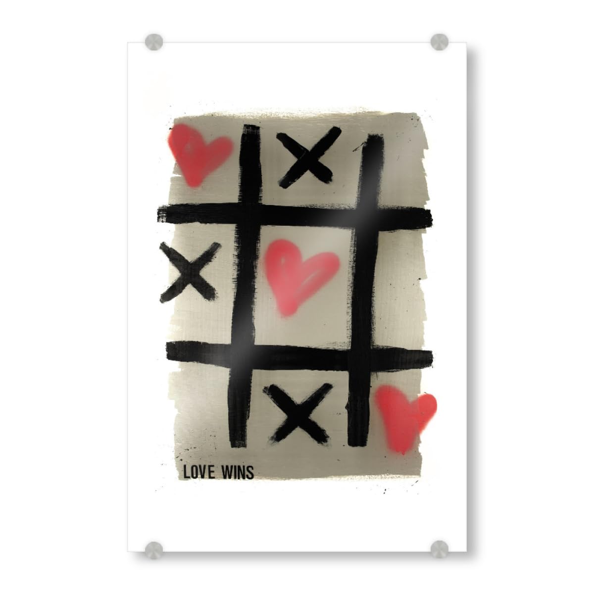 artboxONE Acrylglasbild 60x40 cm Liebe Tic-Tac-Love Bild hinter Acrylglas - Bild Love wins Love Love wins