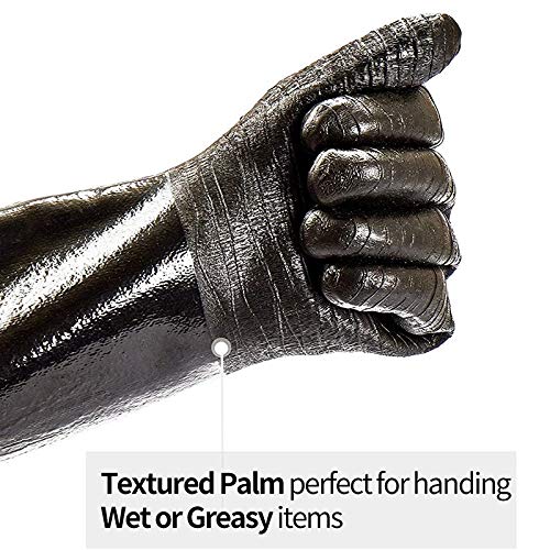Guantes de Altos Guantes de calefacción Guantes de Cocina aislados para Barbacoa/Parrilla/Fumador/Horno Mitt/horneado, Impermeable 17 Pulgadas de Manga Larga Guantes de Barbacoa