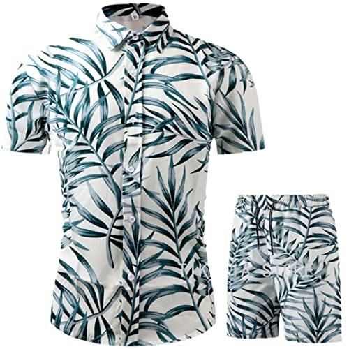 Short de plage hawaien et chemise : ensemble imprimé homme B04 XL