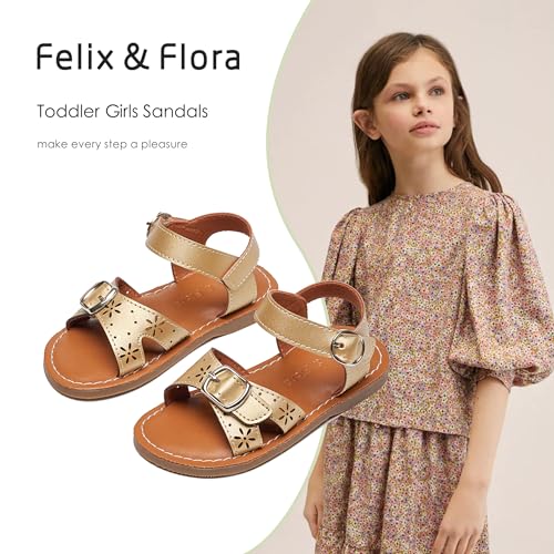 Image of Felix & Flora Toddler Girl Sandals - Flower Girl Dress Shoes Open Toe Little Kid Flats
