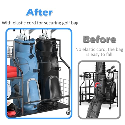 Golf Bag Organizer for Garage, Golf Storage Rack Golf Club Holder Extra Large Golf Bag Stand for 2 Golf Bags、Golf Equipment Accessorie - Image 3