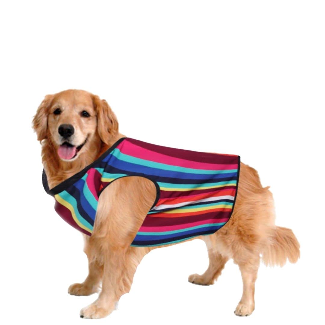 Sage Square Funky Soft Material Dog T-Shirt | Cool/Funky Print Pet | Soft Light Weight | Comfortable & Breathable Dog Clothing | Trendy Vest Outfit (Medium - 16 inch) (Colorfull Stripes Print) (B0B742LSD2) Amazon Price History, Amazon Price Tracker
