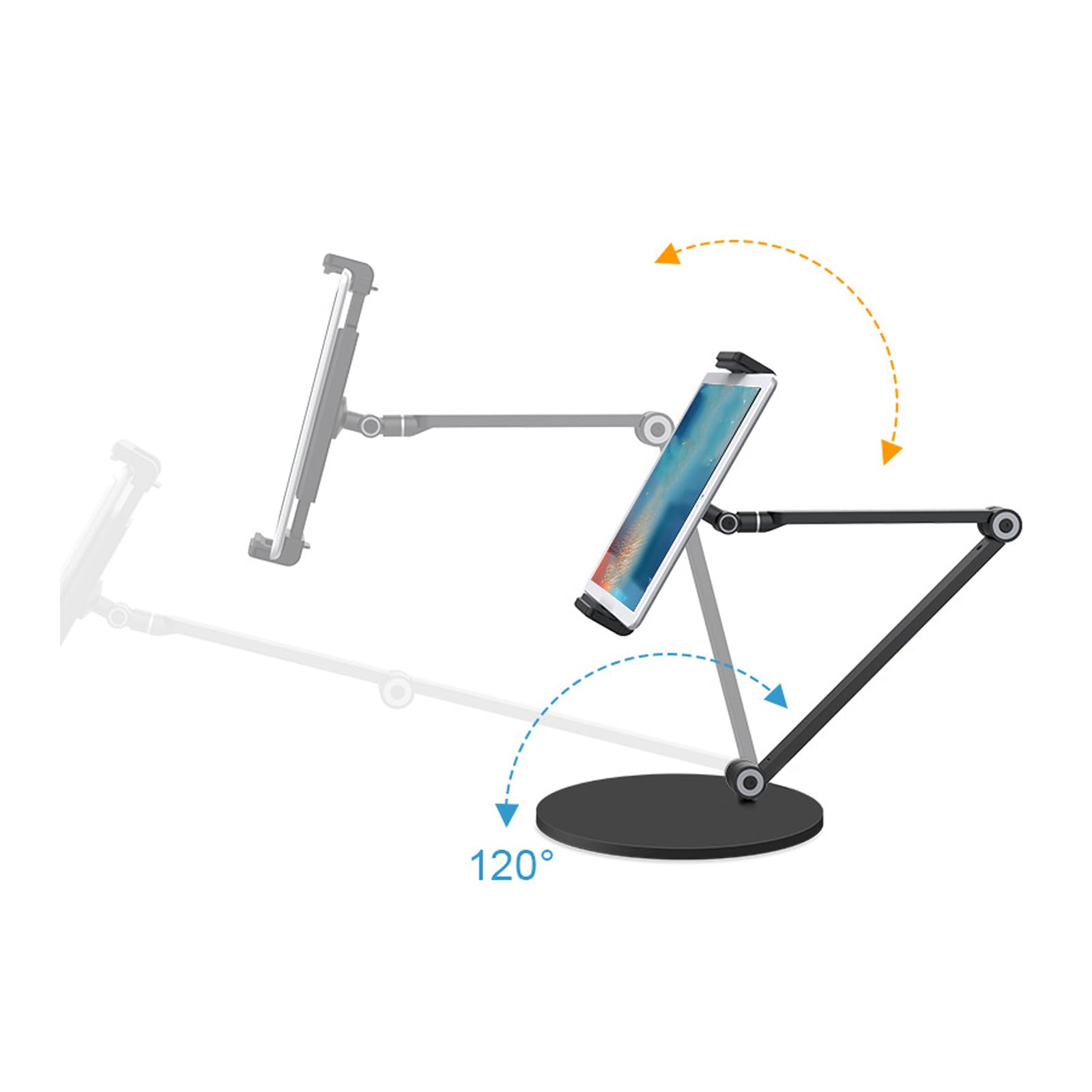 Aluminium-Tablet-Ständer mit 360-Grad-Rotation, rutschfeste Basis für 11,9 - 32,9 cm (4,7–12,9 Zoll) Geräte, Desktop-Tablet-Ständer