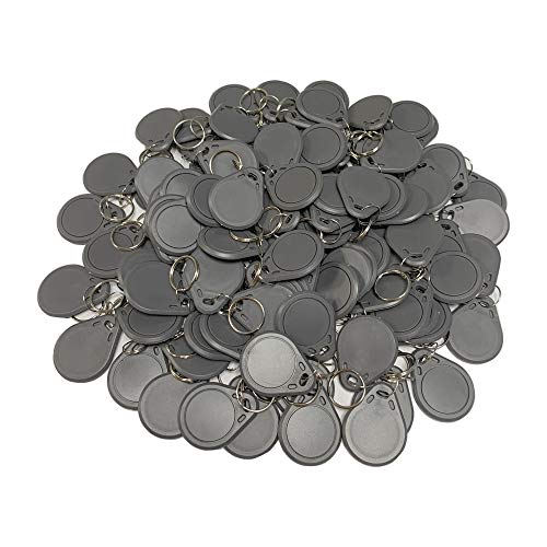 HFeng 13.56MHz RFID Llavero Fob MF 1K Chip IC NFC Llavero Proximidad Llave Tarjetas de Control de acceso Llavero Token 100pcs Gris Cover