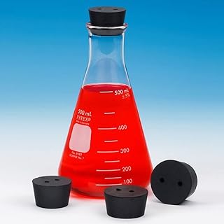 Chemglass CG-3028-15, Rubber Stopper with Two Holes, Black, 9, Pack of 6