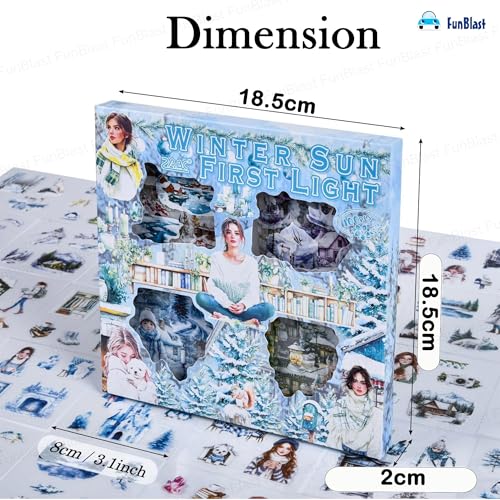 Image of FunBlast Self Adhesive 640Pcs /100 Sheets, Flowers Bloom in All Seasons Stickers, Retro Decorative Sticker's for Scrapbook, Japanese Style Sticker's for Project, Journals, Scrapbooking (Winter)