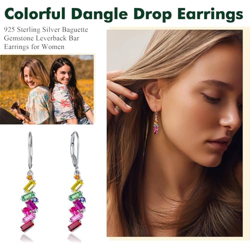 Cute Dangle Earrings for Women 925 Sterling Silver Triangle/Fan/Flower/Bar/Heart Shaped Created Gemstone Cz Statement Drop Earrings3