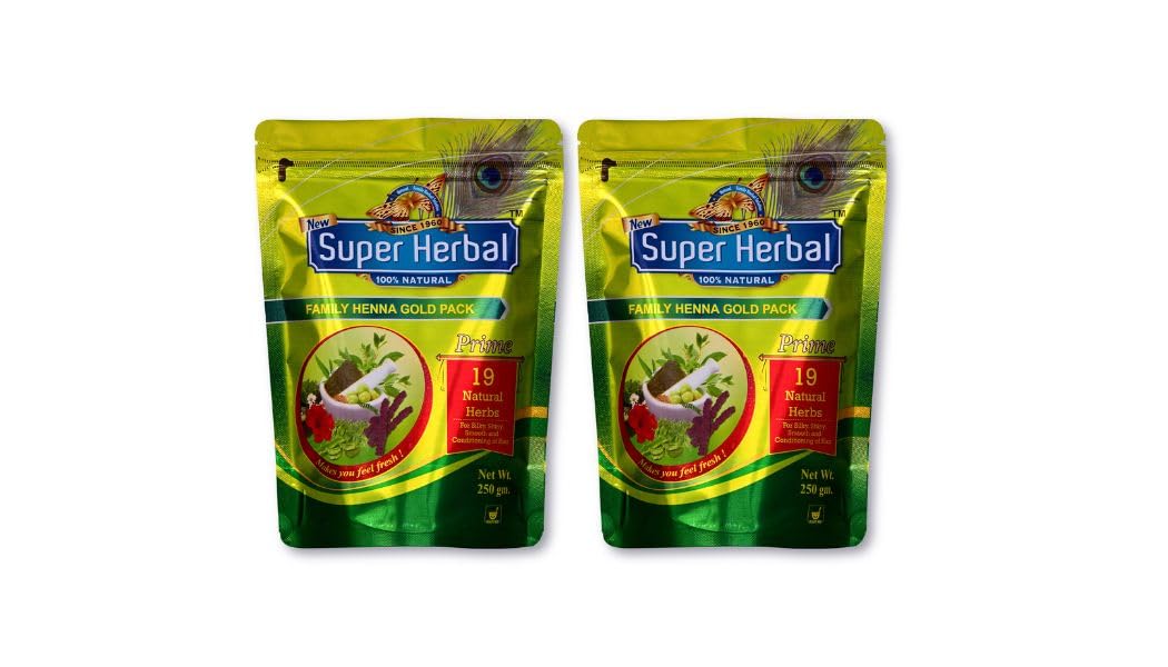 New Super Herbal Prime Henna Gold Pack | Natural | 250g | 8.8oz | Pack of 2