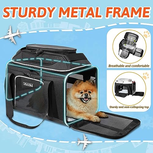 Petskd Top-Expandable Pet Carrier 18x11x11 Inches Delta American United Airline Approved, Soft-Sided Carrier for Small Cats and Dogs with Locking Safety Zippers and Anti-Scratch Mesh(Black) - Image 7