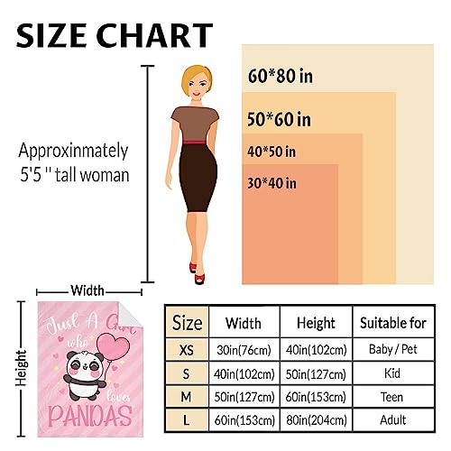 Panda Blanket Gifts - 60"x80" Cute Throw Blanket for Kids, Adults - Pink Soft Fuzzy Blankets for Bed, Couch & Living Room