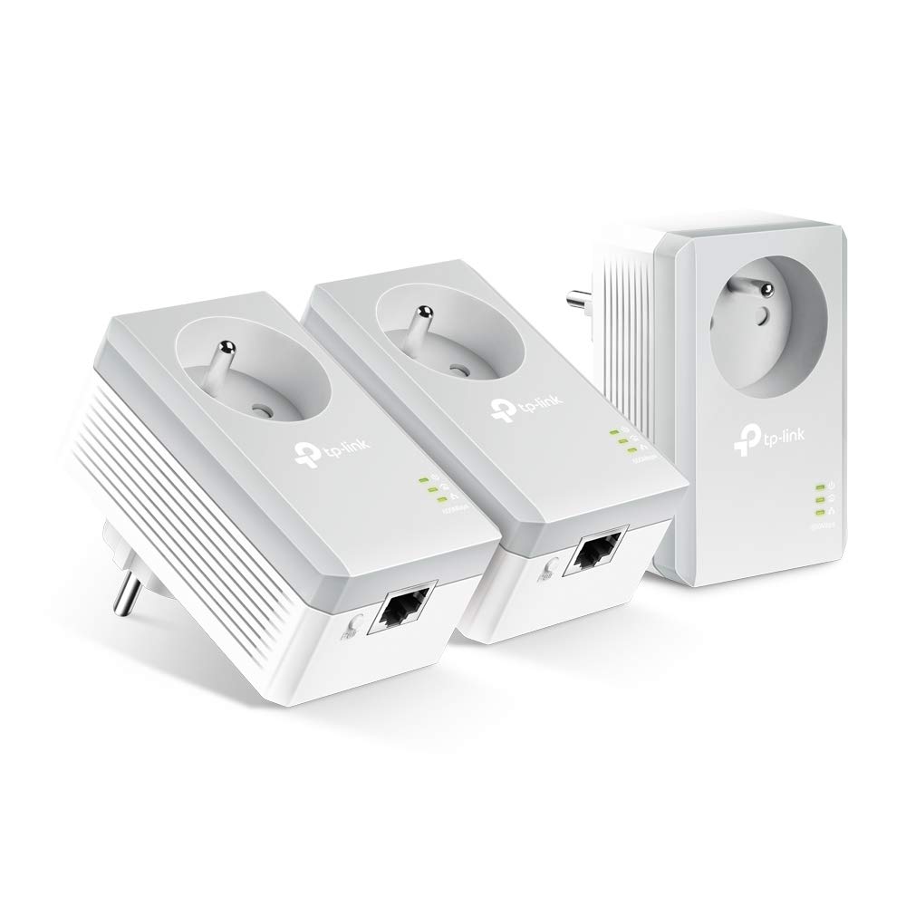 TP-Link TL-PA4015P TKIT CPL 600 Mbps avec Prise Intégrée et Ports Ethernet, Kit de 3, Compatible avec tous les Anciens Modèles et toutes les box internet