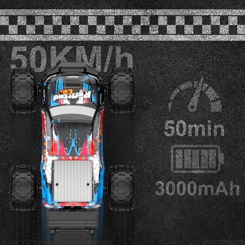 1:16 4X4 High-Speed 40-50+KM/H(Peak) RC Cars Monster Truck - 390 Motor Durable axle & Suspension RC Truck | 3000mAh Batteries | rc Car Toys Halloween Birthday for Teens Aged 14+ - image 4