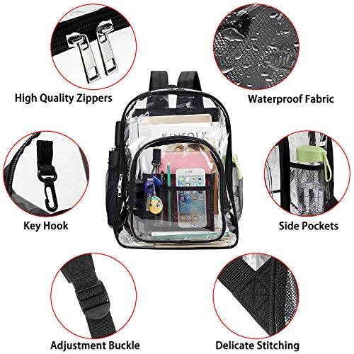 Heavy Duty Clear Backpack, Large PVC Plastic See Through School Bookbag Transparent Casual Daypacks for Men(Black)2
