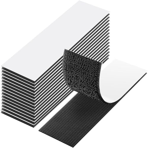 15 Pezzi Nastro Gancio e Anello da Cucire 30mm x 100mm, Feltro Adesivo Nastro Biadesivo Extra Forte, Nastro a Strappo da Cucire Nero, Nastro Adesivo per Zanzariera, Tessuto, Portafoto e DIY