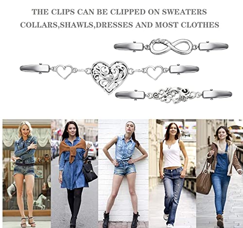 Vintage Sweater Clips Shawl Dresses Shirt Clips Retro Cardigan Collar Chain Clips Brooch Pins for Women Girls3